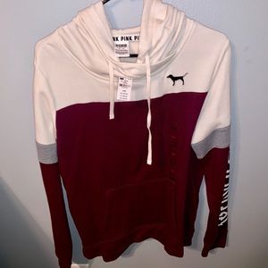 ❗️NEVER WORN❗️ maroon/white/grey PINK hoodie